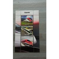 Серия блоков ЖД ПОЕЗДА   ТЕХНИКА  MNH