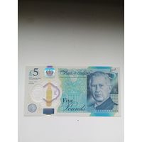 Великобритания 5 Чарльз 3. UNC полимер с рубля