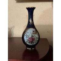 Ваза Роза Лимож кобальт подрисовка Франция винтаж