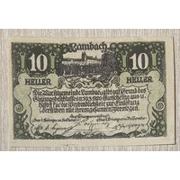 Нотгельды Австрия Ламбах 10 геллеров 1920 год.