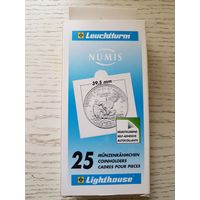 Холдеры Leuchtturn 50*50 мм для монет 39.5, 37.5, 35 мм, самоклеющиеся.