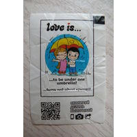 Вкладыш, жевательная конфета, Love is ... Любовь это ... (цена за 1 шт.) номер 31 (зонтик).