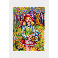 Открытка. Сказка. Красная шапочка. Дети. Девочка. Ёжик, волк. Худож. А.Радченко (чистая)