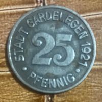 Монета 25 пфеннигов 1921 год. Гарделеген. Веймарская республика.