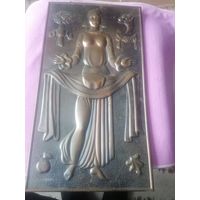 Чеканка-панно. Девушка с караваем.Урожай