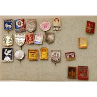 Подборка значков No4: города, гербы городов. Цена за один значок.