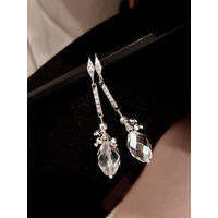 Лот С 1 РУБЛЯ! много лотов! Серьги из бусин Аврора Бореалис, Чехословакия, сталь, фианиты