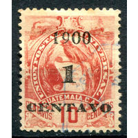 Гватемала - 1900г. - гватемалский квезал, герб, надпечатка - 1 марка - полная серия, гашёная [Mi 95]. #4-W1-123-A-1