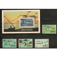 Барбуда-1979(Мих.,455-458,Бл.45) , **  , Морская  Фауна, Рыбы,(полная серия)