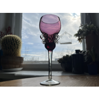 Бокал подсвечник стрыйский завод Марганцевое стекло 25см