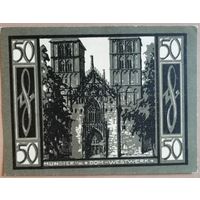 Германия 50 пфеннигов 1921 г Мюнстер (Munster) 916.1, вар.4 aUNC