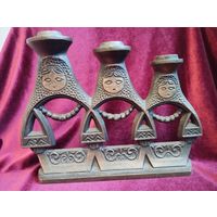 Подсвечник на три свечи Матрёшки, силумин. СССР