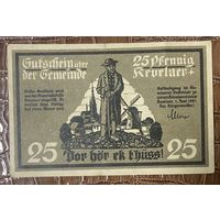 Нотгельд 25 пфеннигов 1921 год Кевелар. Веймарская республика