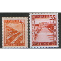 2 марки из серии 1946г. Австрия "Ландшафты" MNH