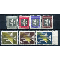 ГДР - 1957г. - Стандартный выпуск. Авиапочта. - 7 марок - полная серия, MNH, последняя марка с неполным сгибом [Mi 609-615]. #1-GG-22-A-1