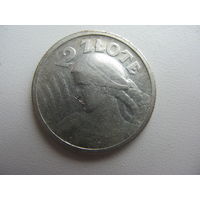 Польша 2  злотых 1924 г. ( на реверсе с 2-х сторон даты - рог и факел )