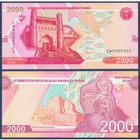 Узбекистан, 2000 сум 2021 г., P-W87 (CW, цитадель Арк в Бухаре), UNC