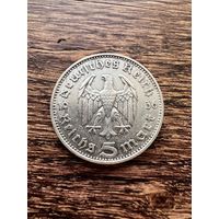 5 марок Гинденбург 1936г. Германия. F.