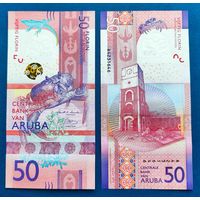 Аруба, 50 флоринов 2019 г., P-W23 (A, краб, башня Виллема III в форте Заутман), UNC