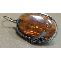 Брошь Янтарь, мельхиор. Времен СССР