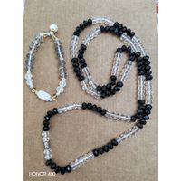 Лот винтажной бижутерии. Бусы и браслет. Торги с рубля.