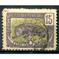Французское Конго - 1901/07г. - пантера, 15 с - 1 марка - гашёная [Mi 35]. #4-W1-123-A-1