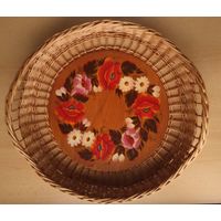 Поднос, лоза, ручная роспись, советский винтаж