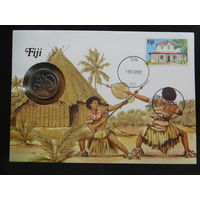 Фиджи 1987 г 20 центов конверт первого дня КПД