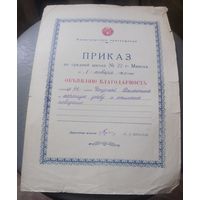 Благодарность в приказе.