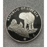 5 долларов 1976 Либерия - 34 грамма серебро 900 пробы.