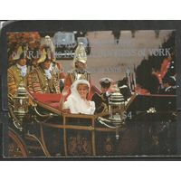 Виргинские острова. Свадьба принца Эндрю и леди Сары. 1986г. Mi#Бл4