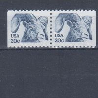 [777] США 1982. Фауна.Горный баран. Одиночный выпуск в паре. MNH
