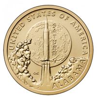 США 1 доллар, 2024 D Алабама. Сатурн-5 UNC