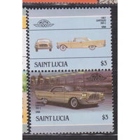 Сент-Люсия 1986 год Автомобили машины ретро авто  Лот 6 ЧИСТАЯ сцепка менее 35 % от каталога по курсу 2,8 р