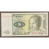 Банкнота 5 марок 1960 год. ФРГ. Портрет венецианской женщины. НЕ БЫЛА В ОБОРОТЕ.