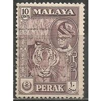 Малайские штаты(Перак). Султан Иззудин Шах. Тигр. 1957г. Mi#108а(коричневая)..