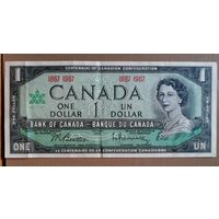 Канада 1 доллар 1967 г., юбилей , 100 лет канадской конфедерации, P:84a, даты вместо номера