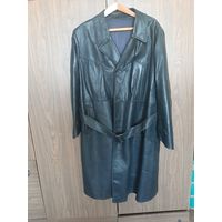 Винтажный кожаный плащ