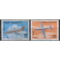 2 марки из серии 1967г. Турция "Авиация" MNH