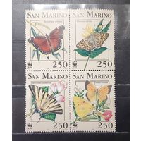 Сан-Марино. 1993 год. Фауна. Бабочки (сцепка) (1359)