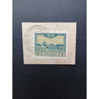 Польша 1918 Марка на вырезке из серии "Przedborz" выпуск 26.02.1918 перфорация 11 1/2 "Виды и гербы города" (гашение) Mi.5В каталог 40.00 евро