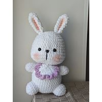 Зайка с воротничком Плюшевая вязаная мягкая игрушка амигуруми интерьер ручная работа handmade кукла