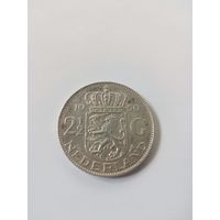 2,5 (2 1/2) гульдена 1959 года Нидерланды , серебро