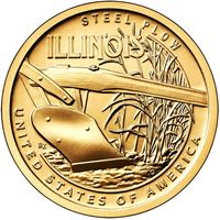 США 1 доллар, 2024 P Иллинойс. Стальной плуг UNC