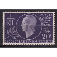 31.FrK. Франция. Колонии. Мартиника. Красный Крест. Марианна. 1944 г. Одиночный выпуск. Mi.#202.
