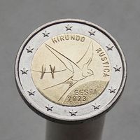 Эстония 2 евро 2023 Национальная птица Эстонии - деревенская ласточка