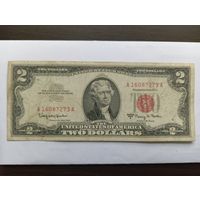 США 2 $ - красная печать - 1963 A