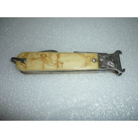 Охотничий Нож. Вставка натуральная кость, резьба. СССР