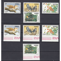 Фауна. Птицы. Руанда. 1985. 4 марки с/з и 4 марки б/з. Michel N 1310-1313 (63,5 е)