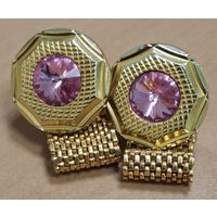 Запонки СССР. С камнями, позолоченные. Эфектные